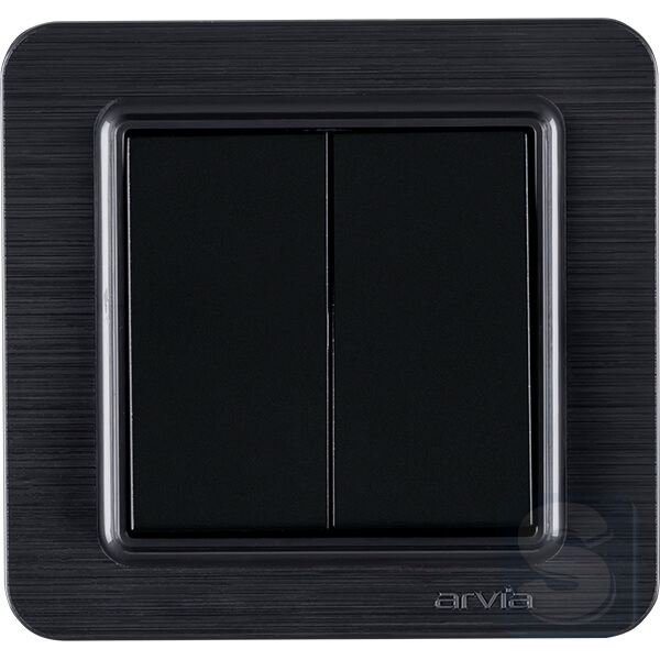 Выключатель двухклавишный Arvia Electric Lavin Черный матовый (21 25 4007 202)